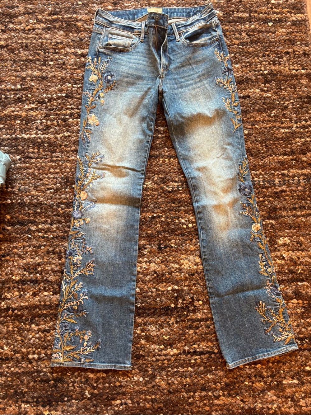 DRIFTWOOD Kelly Flare Jeans with Gold Floral Embroidery